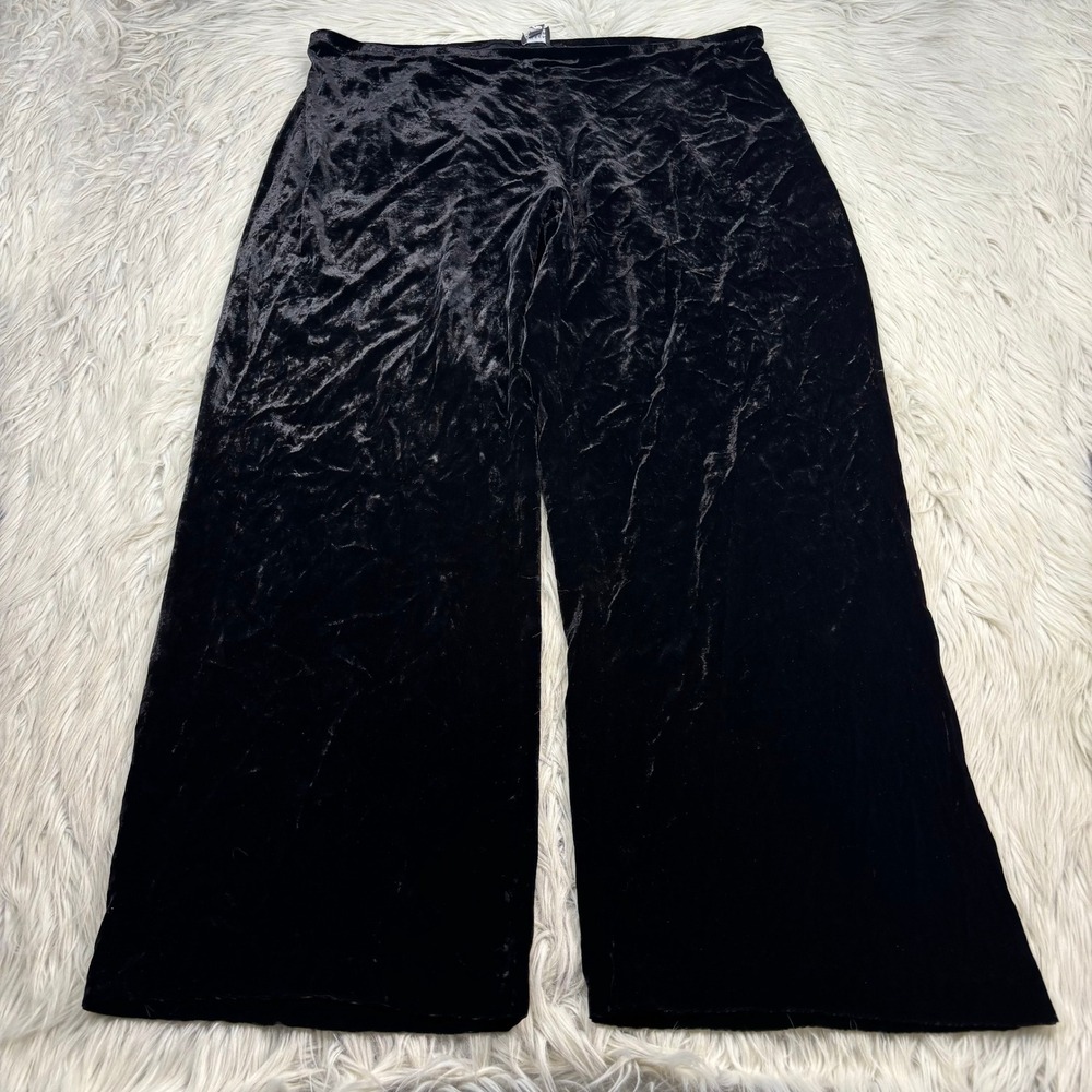 Eileen Fisher Women's XL Black Velvet Wide Leg Pants Holiday Chic Artsy Romantic